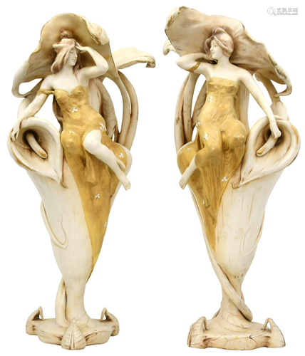 Pair of Imperial Amphora Art Nouveau Vases