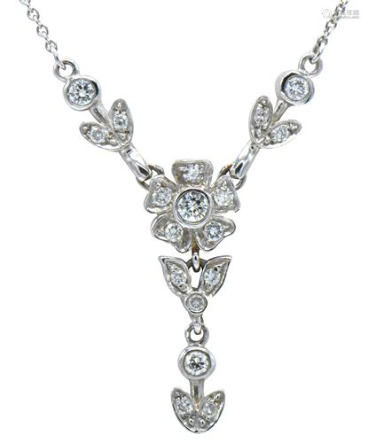 14 Karat White Gold & Diamond Necklace