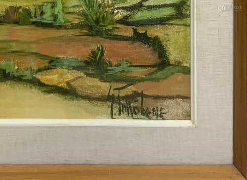 Oil paintinging on canvas depicting landscape with