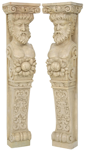 Pair of Carved Wooden Architectural Columns