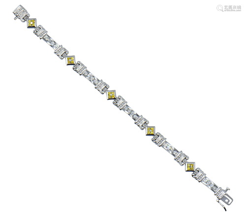 14 Karat White Gold & Diamond Bracelet