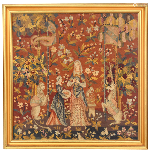 Needlepoint of a Royal Garden Scene