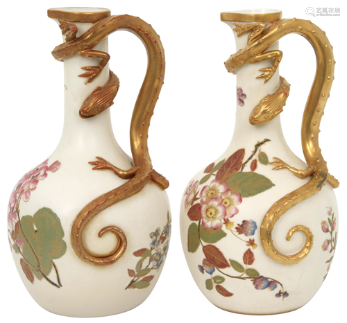 Two Royal Worcester Porcelain Ewers