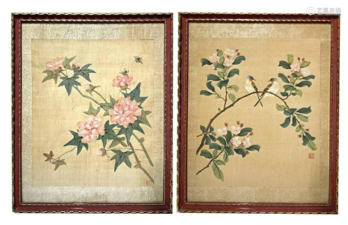 Pair of silk paintings, China, early twentieth century.