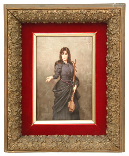 KPM Porcelain Plaque of a Woman Musician