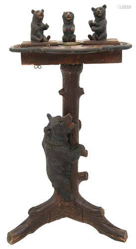 Black Forest Carved Musical Smoking Stand