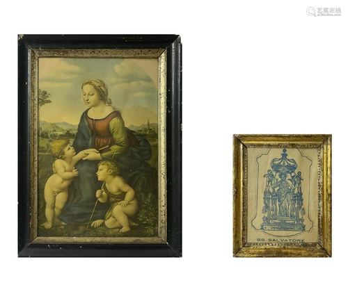 Pair of antique prints depicting the Holy Savior and