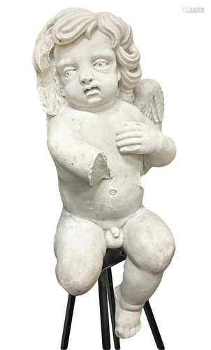 Sculpture in white marble depicting angel, Sicily,