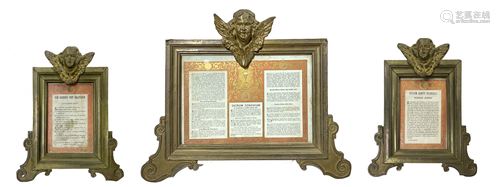 Wood Triptych cartagloriae covered with brass with