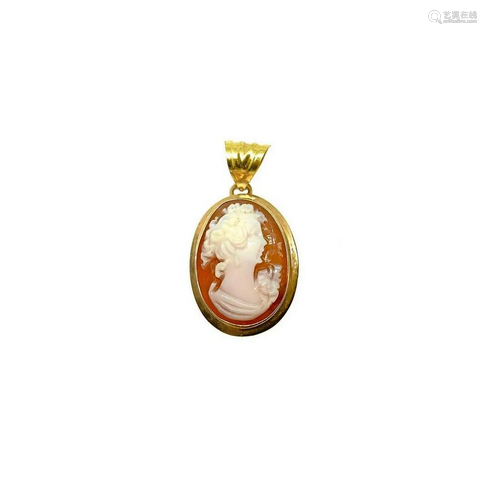 Pendentif with cameo and yellow gold. Gr 2.2