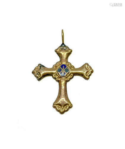 Cross in 12k red gold, nineteenth century, 8 g