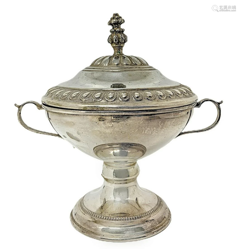 Small sugar bowl in the neoclassical style, silver 800.