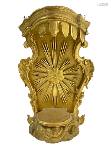 Tabernacle candleholder in leafy gilt wood, eighteenth