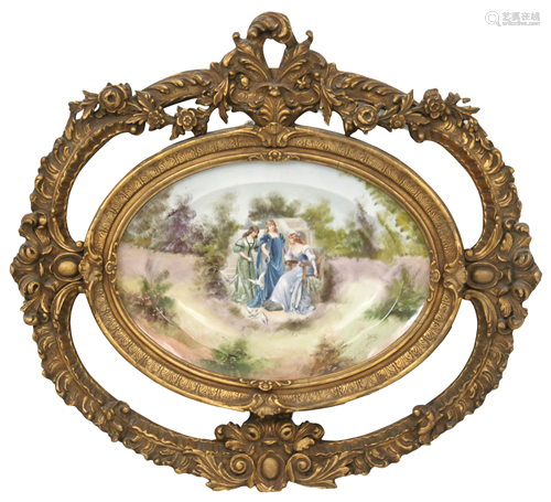 Limoges Porcelain Plaque of Three Women