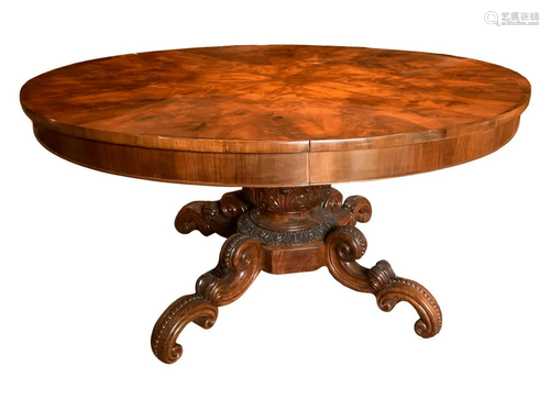 Extendable table central foot rosewood, four drawers at