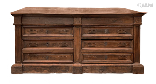 Sacristy furniture in walnut wood, chestnut interior,