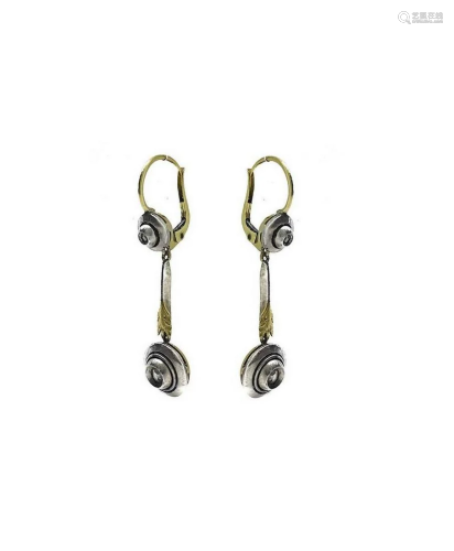12 K gold earrings and silver pendentif diamond rose