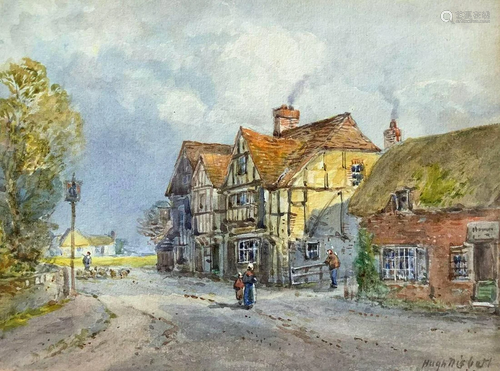 Gouache depicting village of Chiddingstone Kent, early