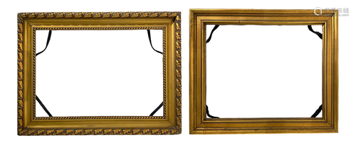 Pair of gilded wooden frames, XX century. 1) Internal