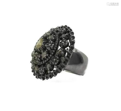 Cusp ring in silver and diamonds. Gr 16.5