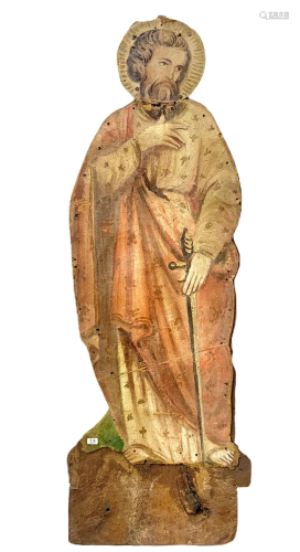 Apostle figurine, St. Paul, tempera on cardboard