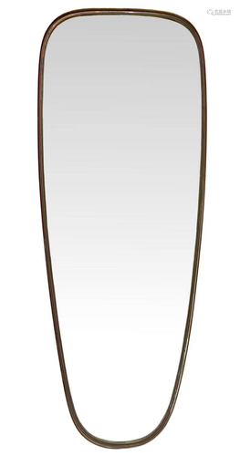 Mirror from the 50s, polished brass structure with