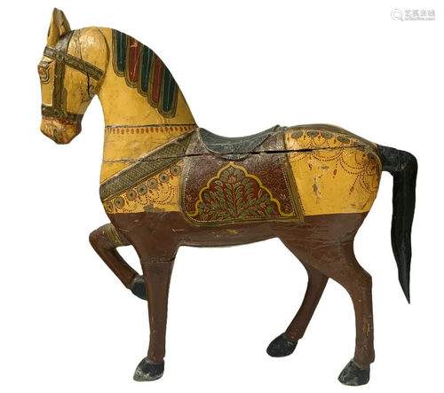 Big horse polychrome solid wood, XIX / XX century. H 90