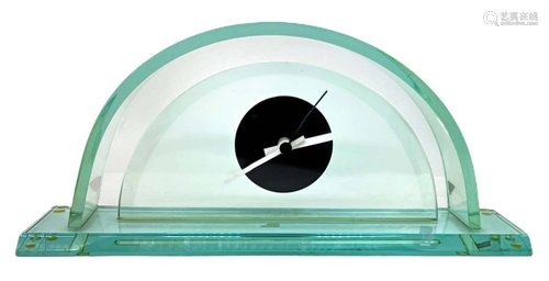 Clock curved glass green Nile. Length cm 40x19,7. Cm