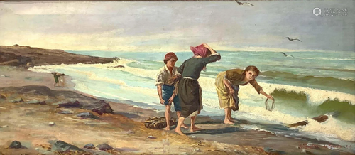 Oil paintinging on canvas depicting children at the