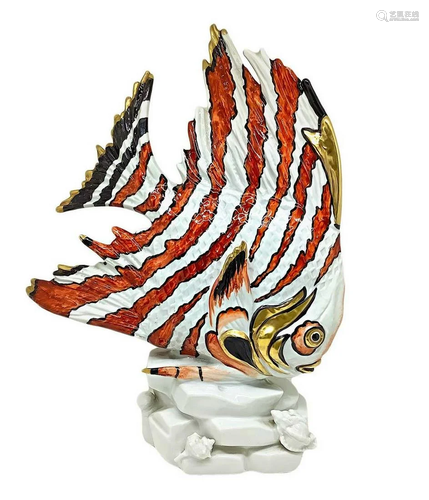 Ceramic sculpture depicting fish, artistic porcelain