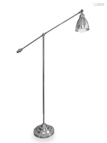 Floor lamp in chrome metal, swivel. H 150 cm