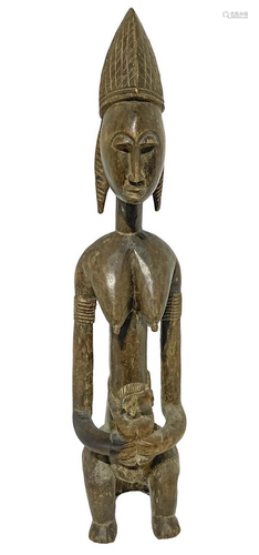 Statue Bambara, motherhood, XX century. H 65 cm