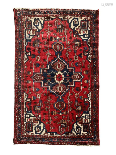 Mosul Carpet, Persia, 100% wool, in shades of red.