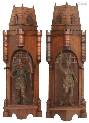 German Carved Walnut Gothic Revival Wall Shelves