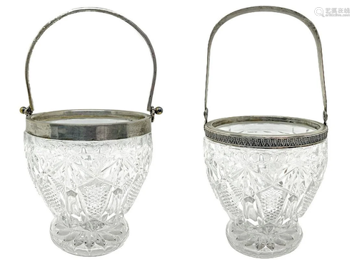 Pair of crystal ice buckets. H 12 cm diameter 12 cm