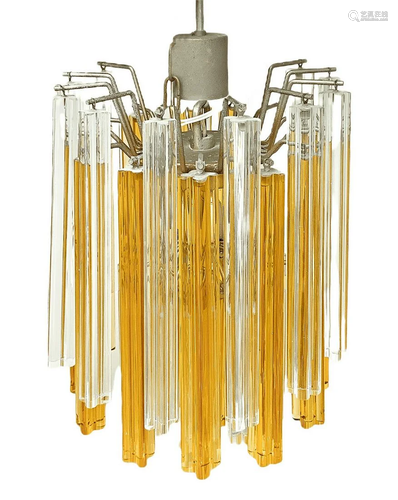 Chandelier Murano glass canes quadrilobate transparent