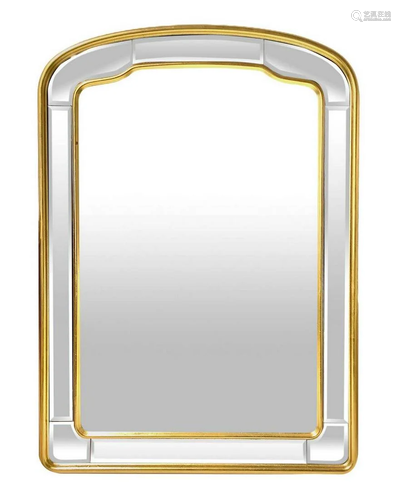 Mirror 70 with beveled mirror and gold frame. H cm