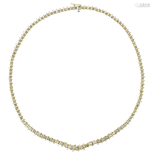 14 Karat Yellow Gold & Diamond Necklace