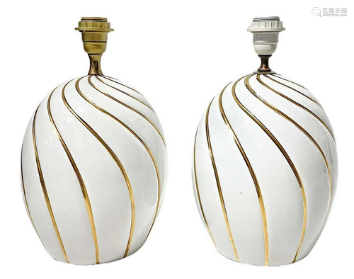 Pair of Abat jours in white porcelain, Italian prod.