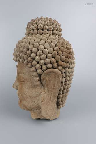 chinese sandstone carving buddha's head