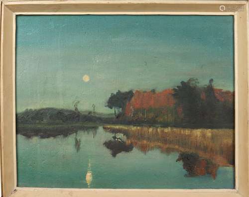 chinese anonymous oil painting of night scence