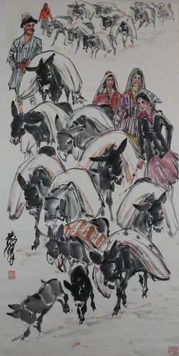 chinese huang zhou's donkey painting