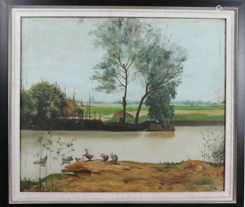 chinese su tianci's oil painting of duck