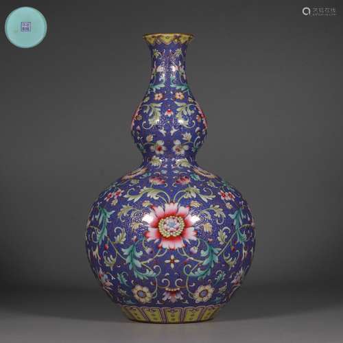 chinese famille rose porcelain double gourd vase