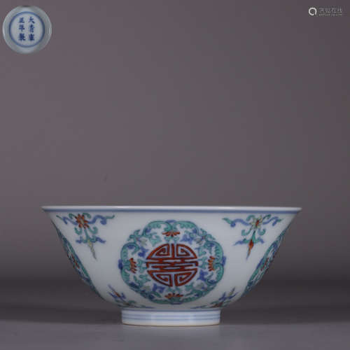 chinese doucai porcelain bowl with shou character