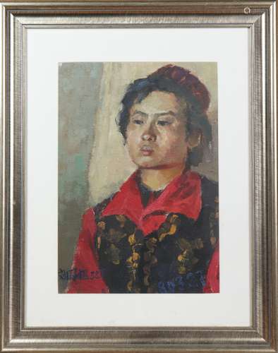 chinese liu guoshu's figure oil painting