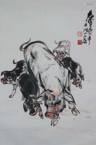 chinese huang zhou's pig painting