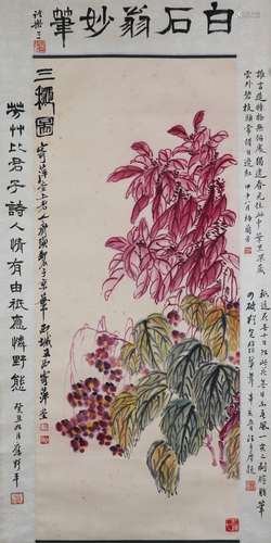 chinese qi baishi's flower painting