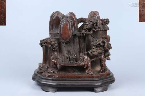 chinese eaglewood ornament with rockery design