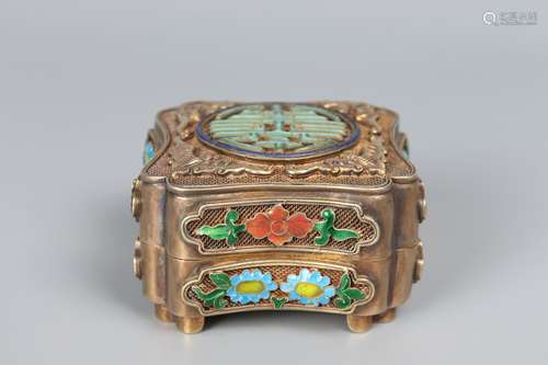 chinese gilt silver box with lid